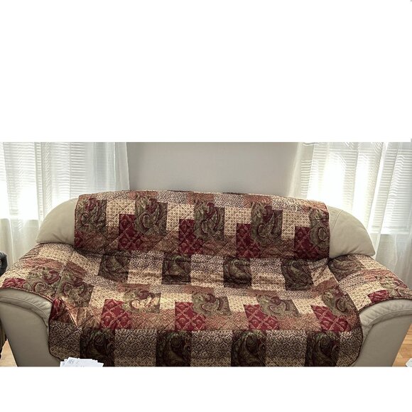 Classic Patchwork Furniture Cover Protector with Armrest - Picture 2 of 6